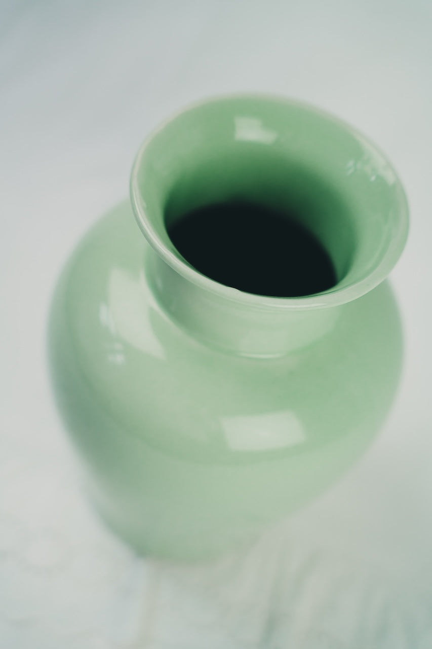 green vase