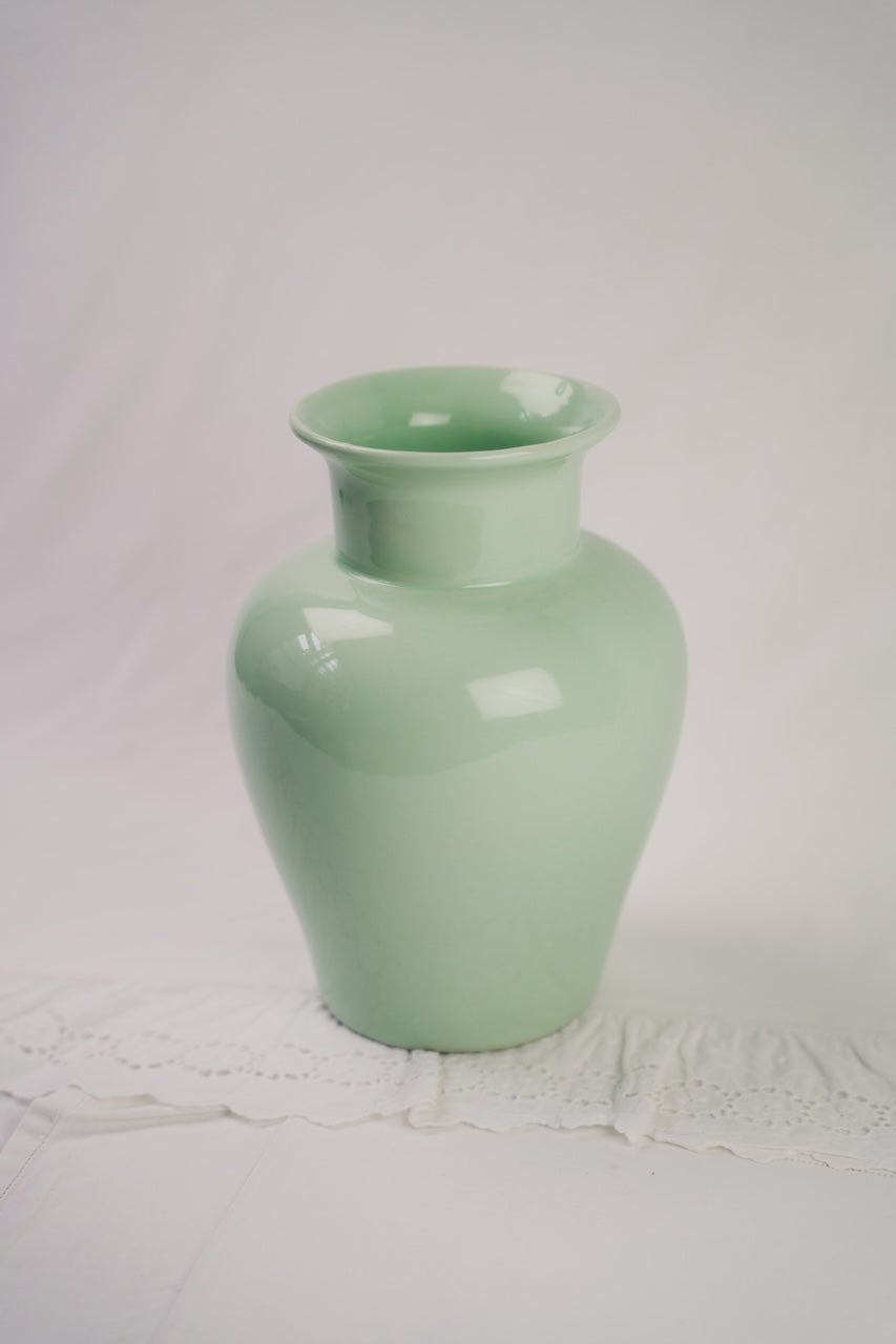 green vase