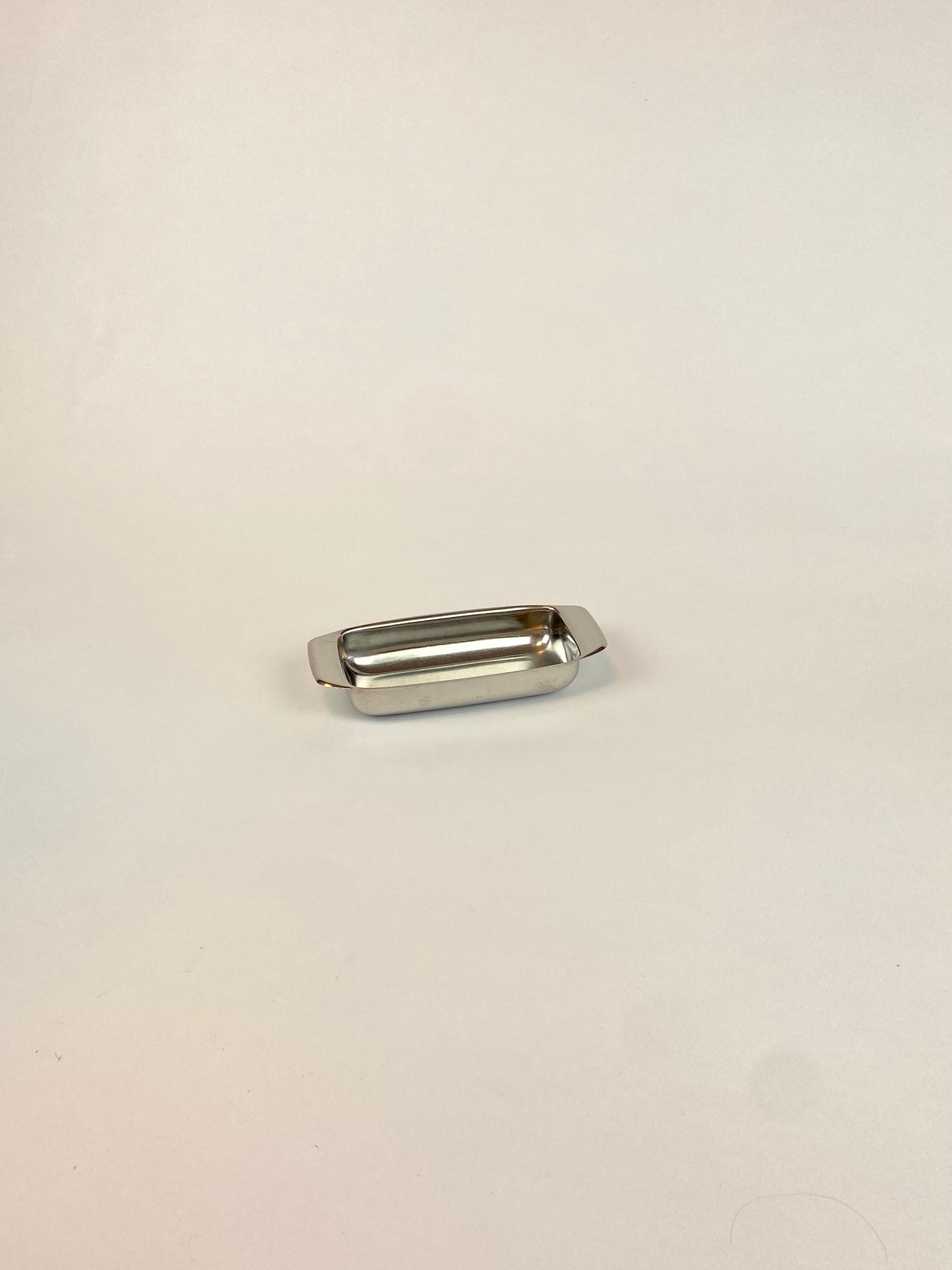 small rectangular silver dish