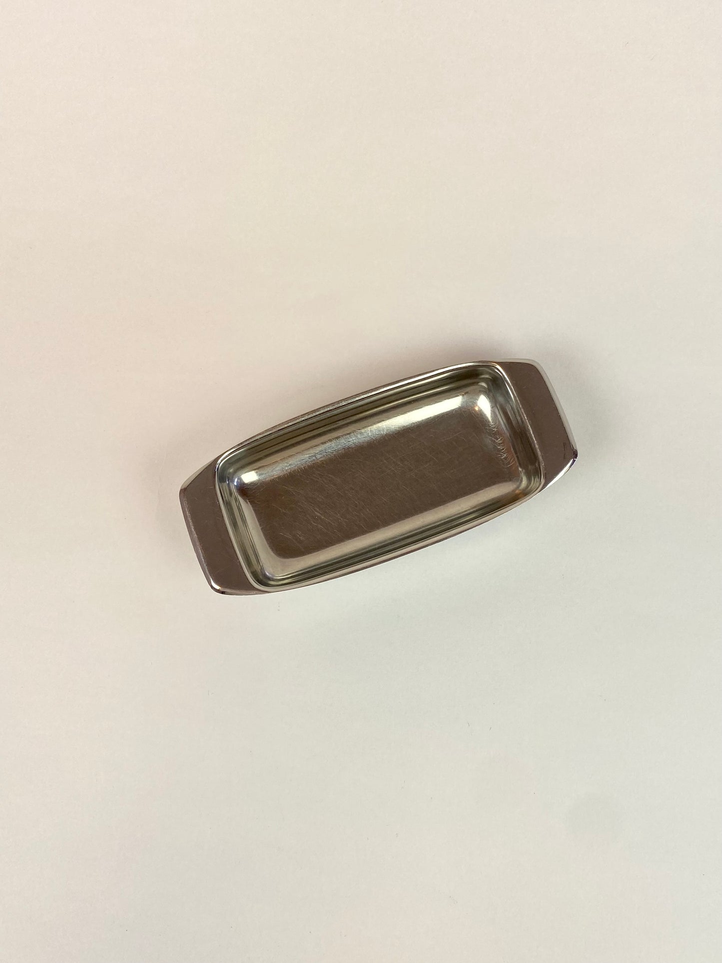 small rectangular silver dish