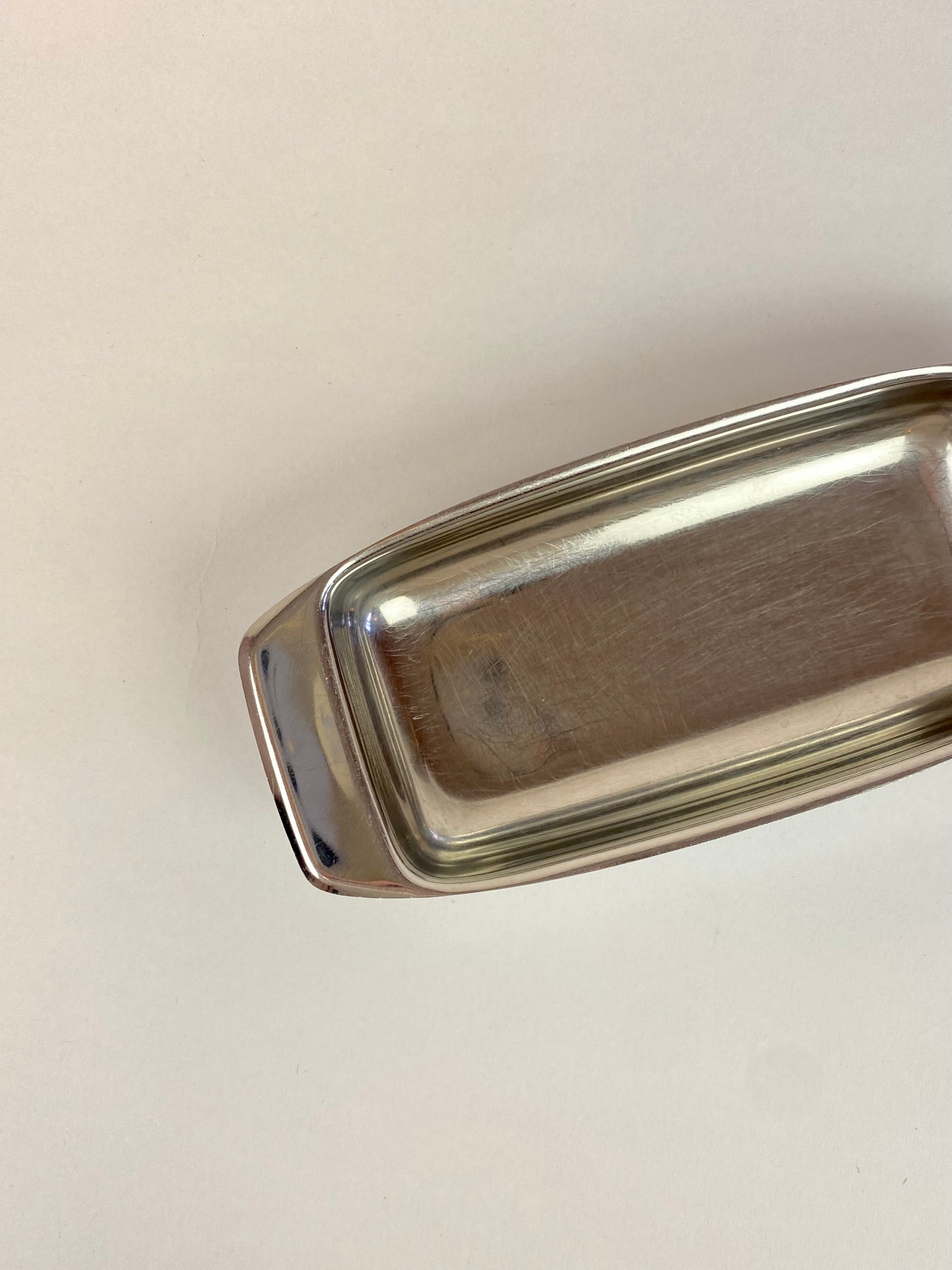 small rectangular silver dish