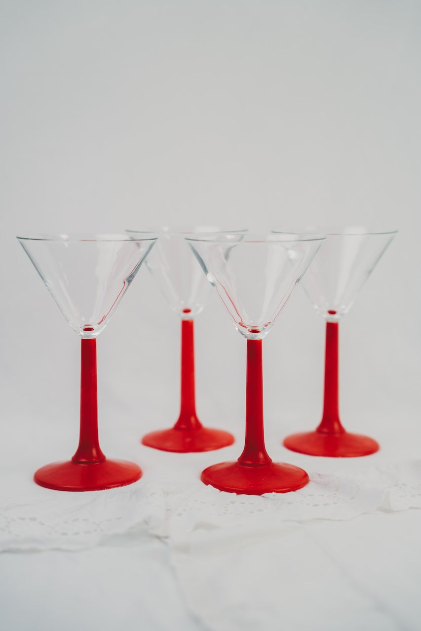 four martini glasses