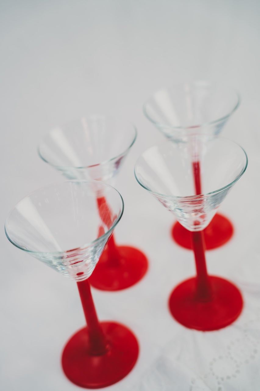 four martini glasses