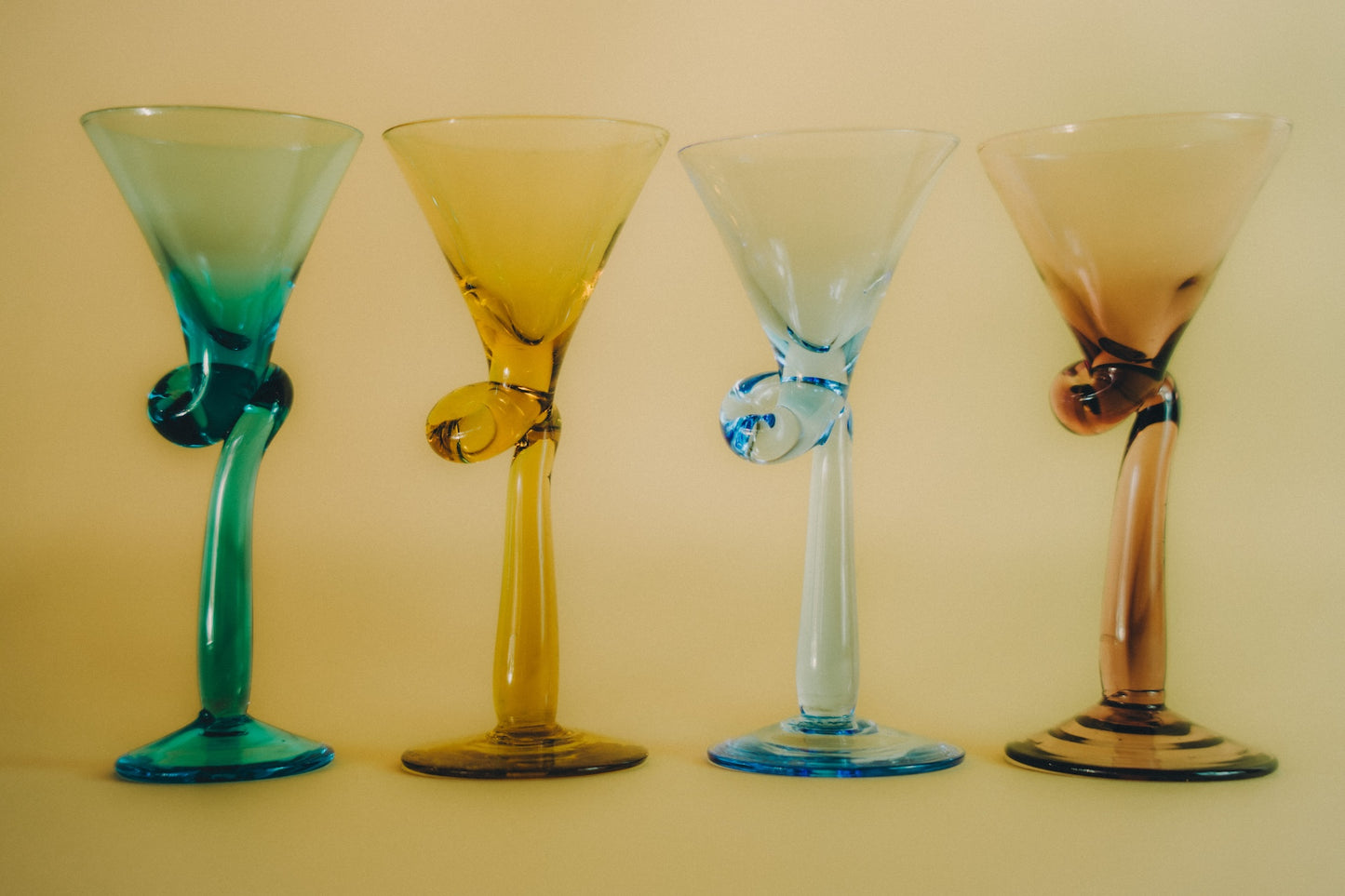 twisted liqueur glasses