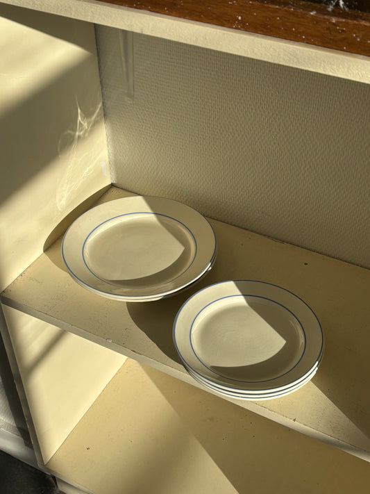 five white plates