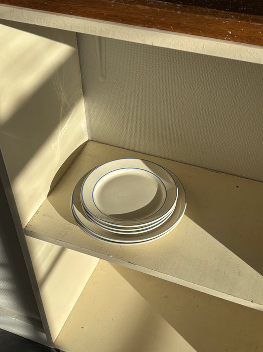five white plates