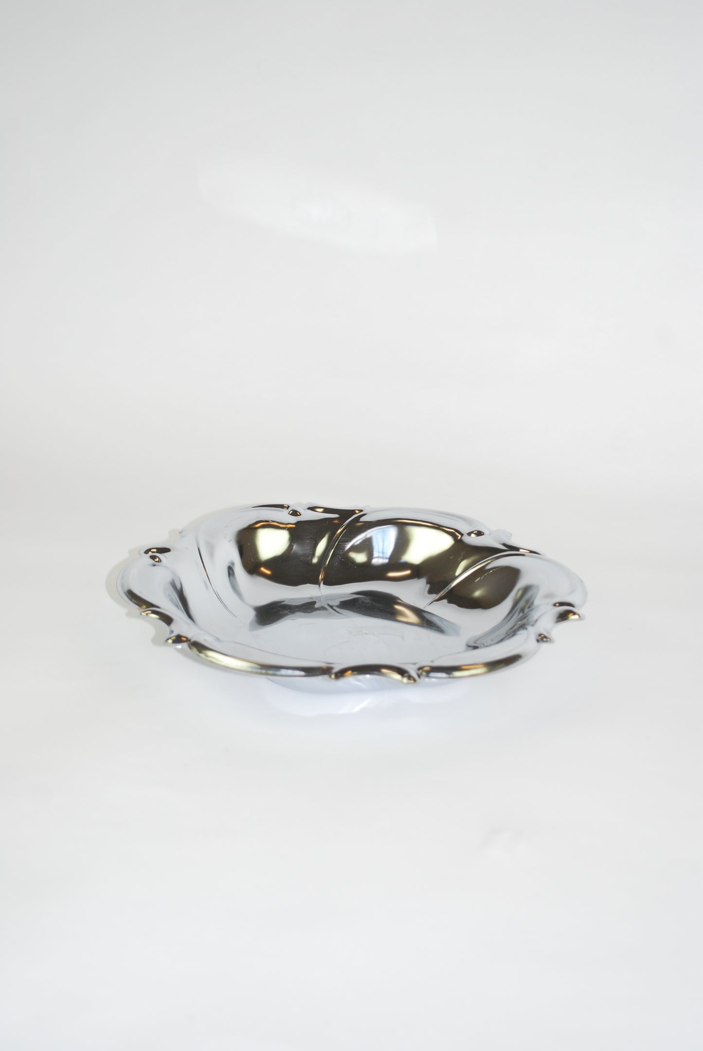 deep flower silver dish