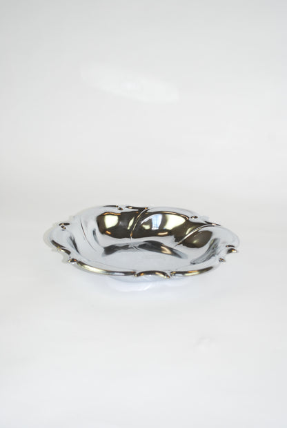 deep flower silver dish