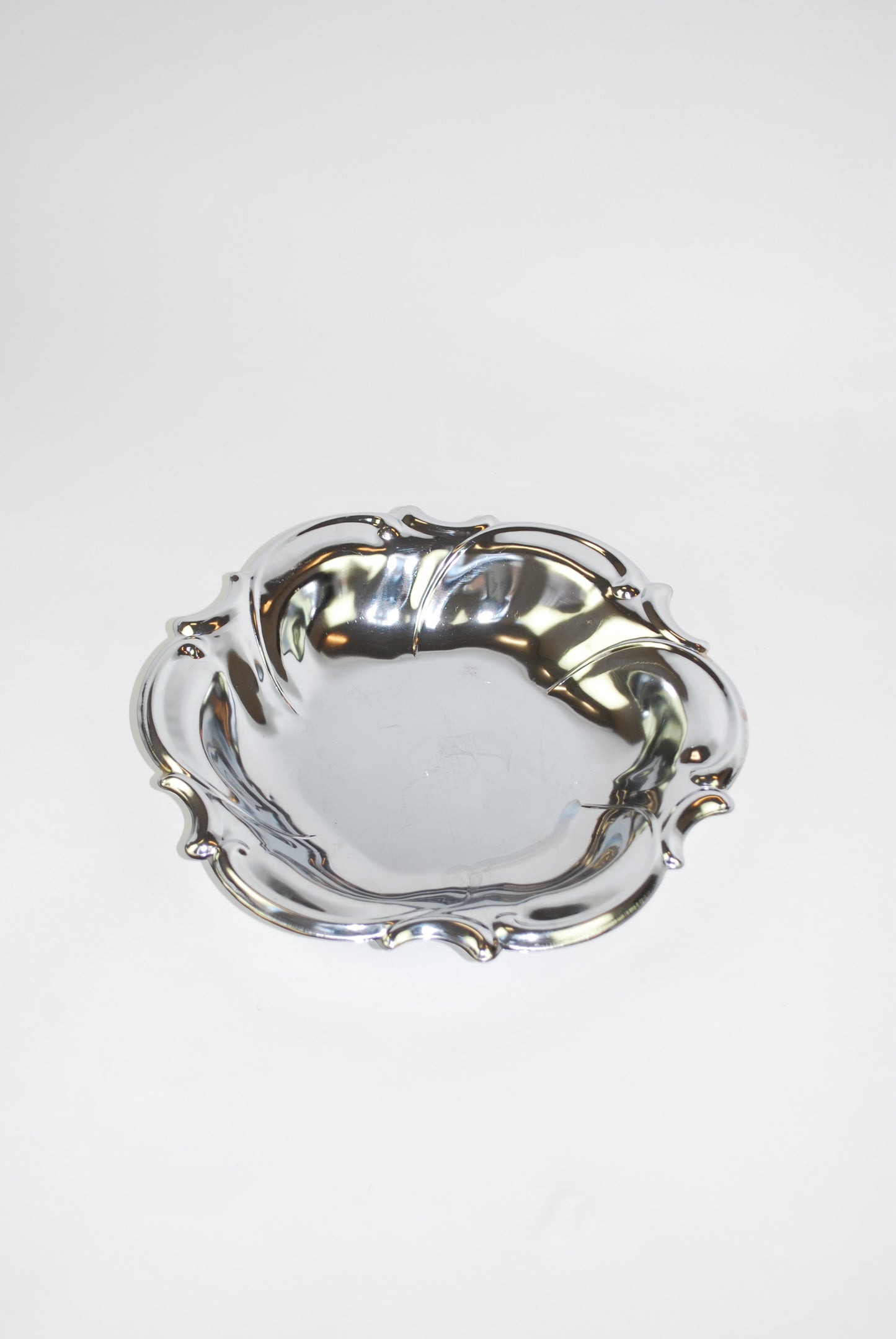 deep flower silver dish