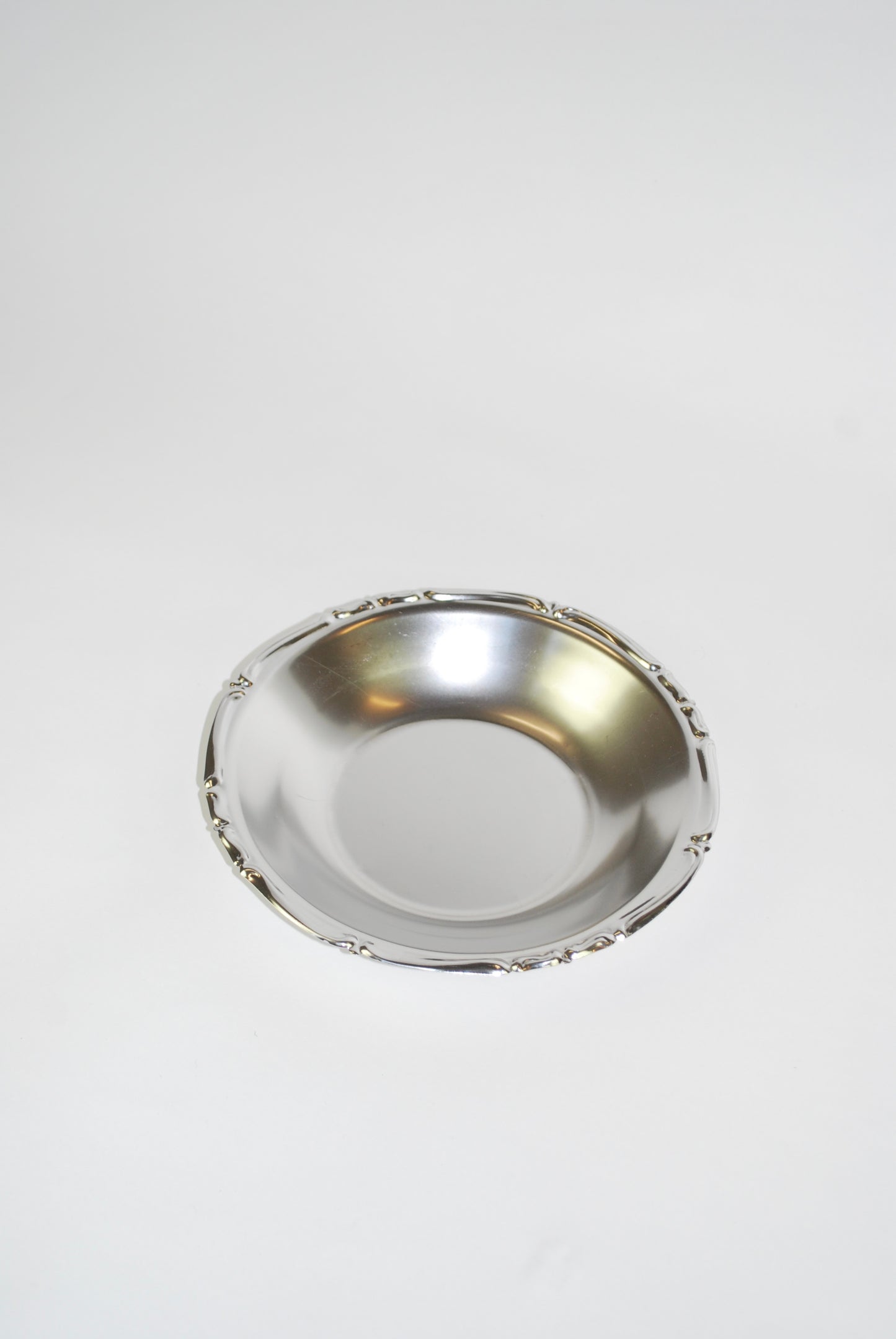 deep round silver dish