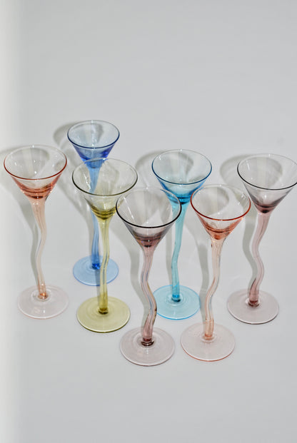 seven dancing liquor glasses