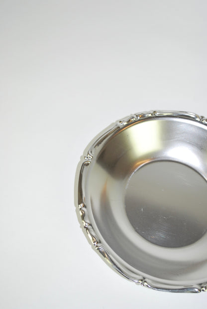 deep round silver dish