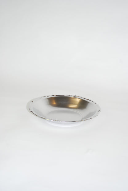 deep round silver dish