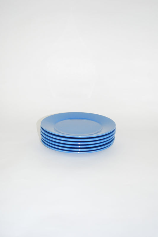 six blue plates