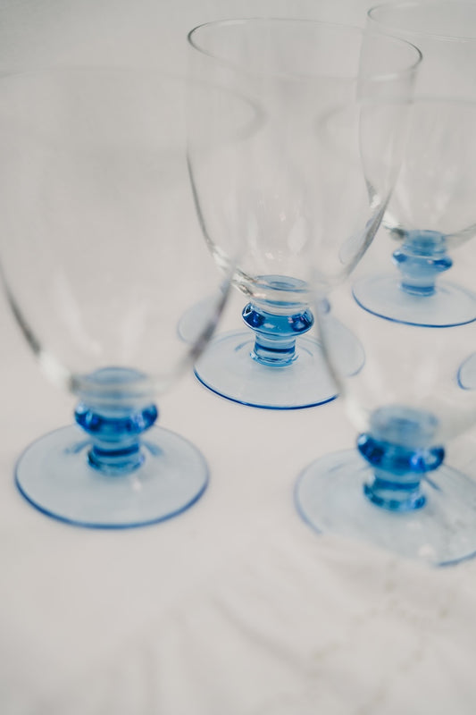 five blue glasses