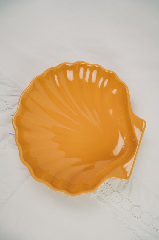 yellow shell dish