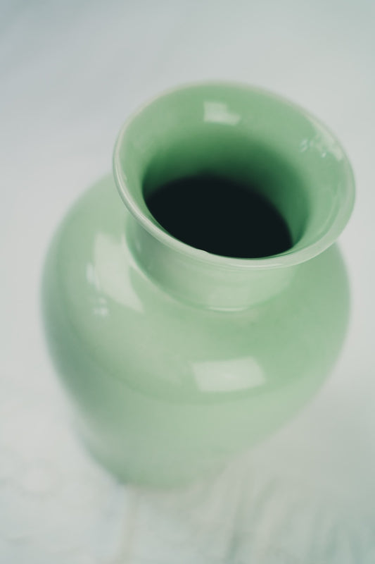 green vase