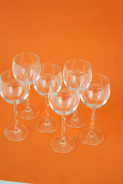 six wineglasses