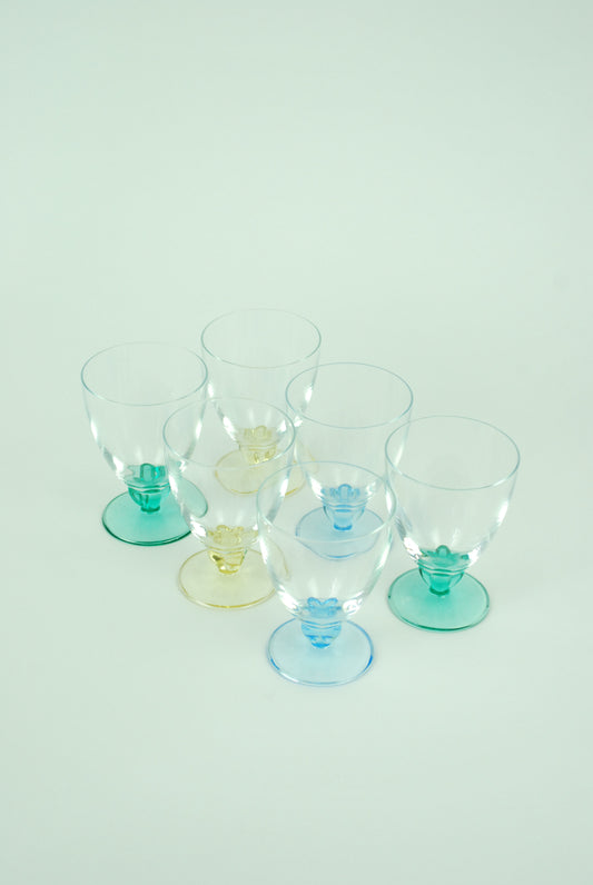 six wineglasses