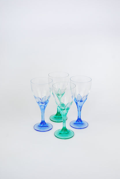 set of four flower wineglasses