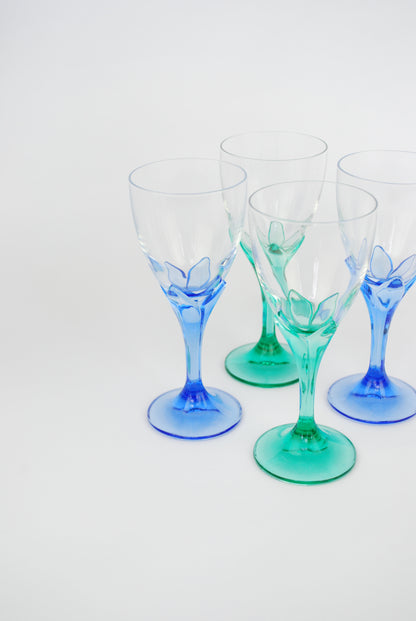 set of four flower wineglasses