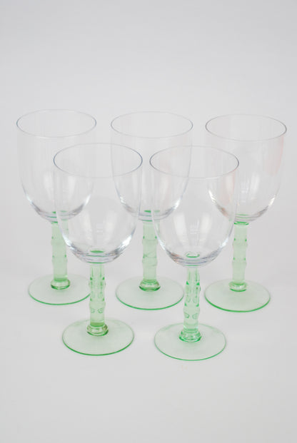 five red wineglasses