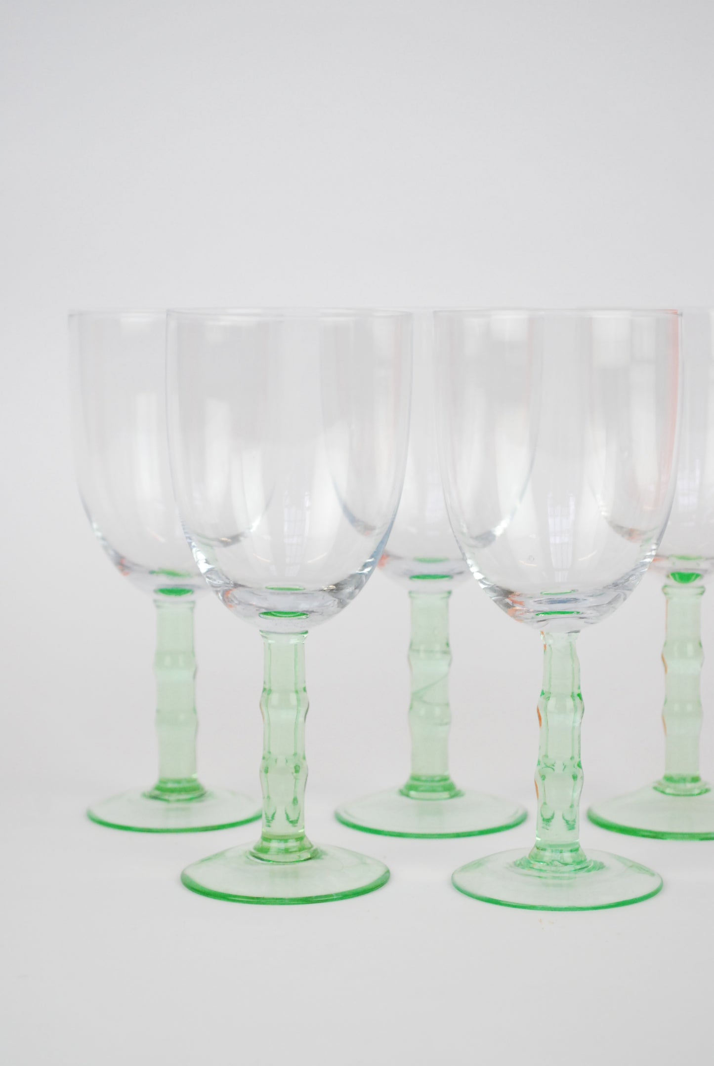 five red wineglasses