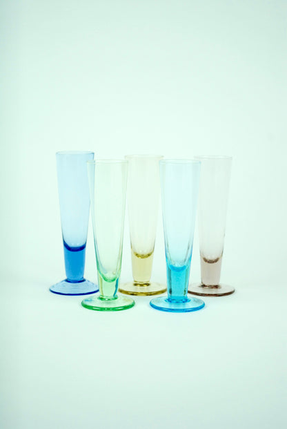 five rainbow shotglasses