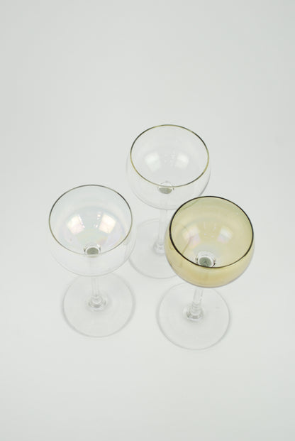 set of three wineglasses