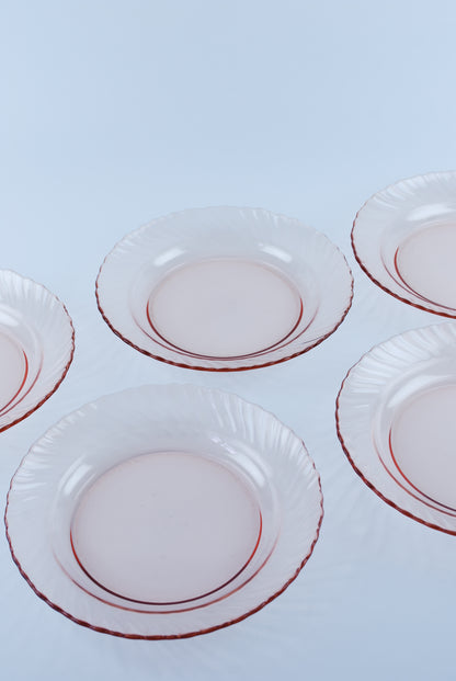 five deep glass plates