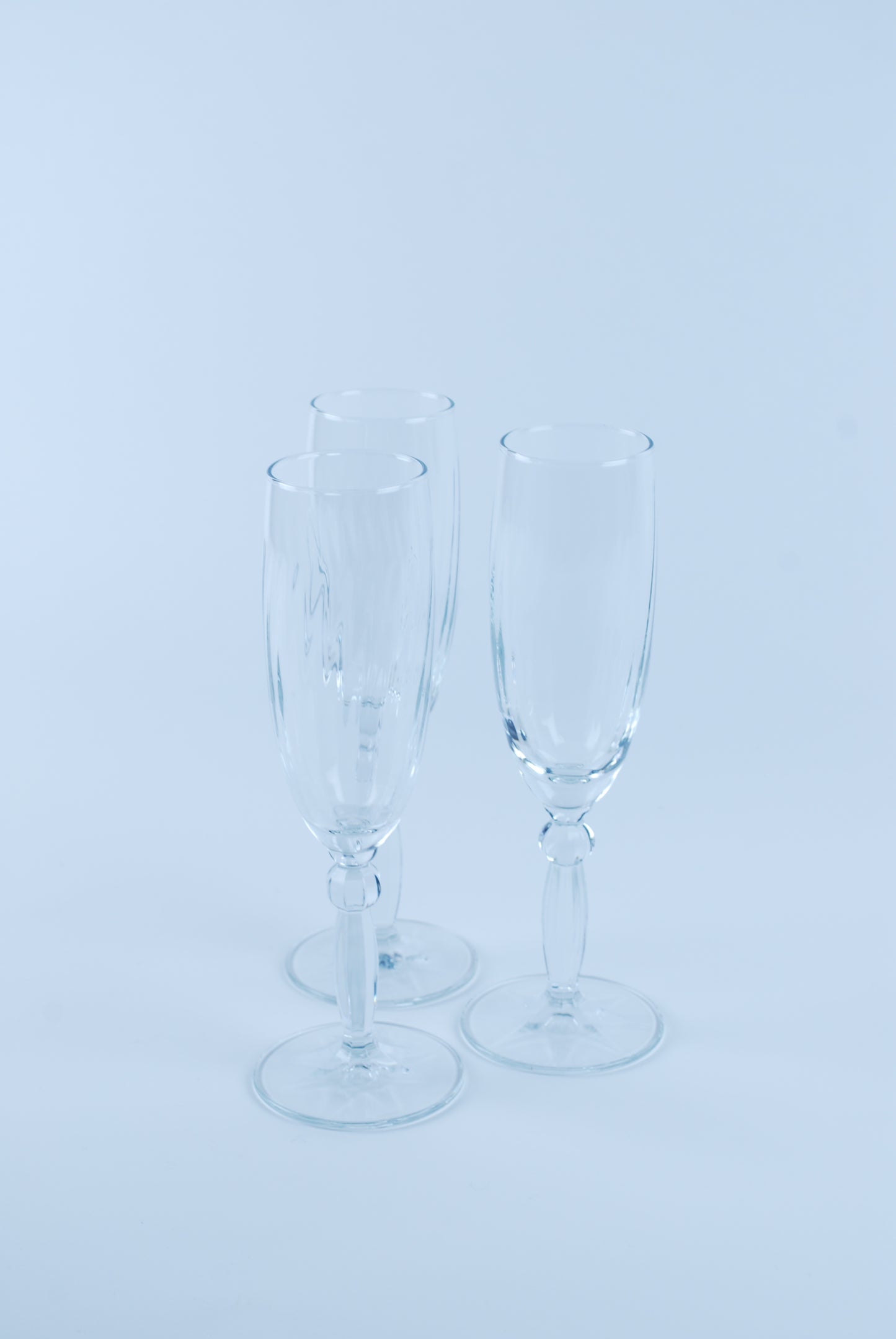 three champagne flutes