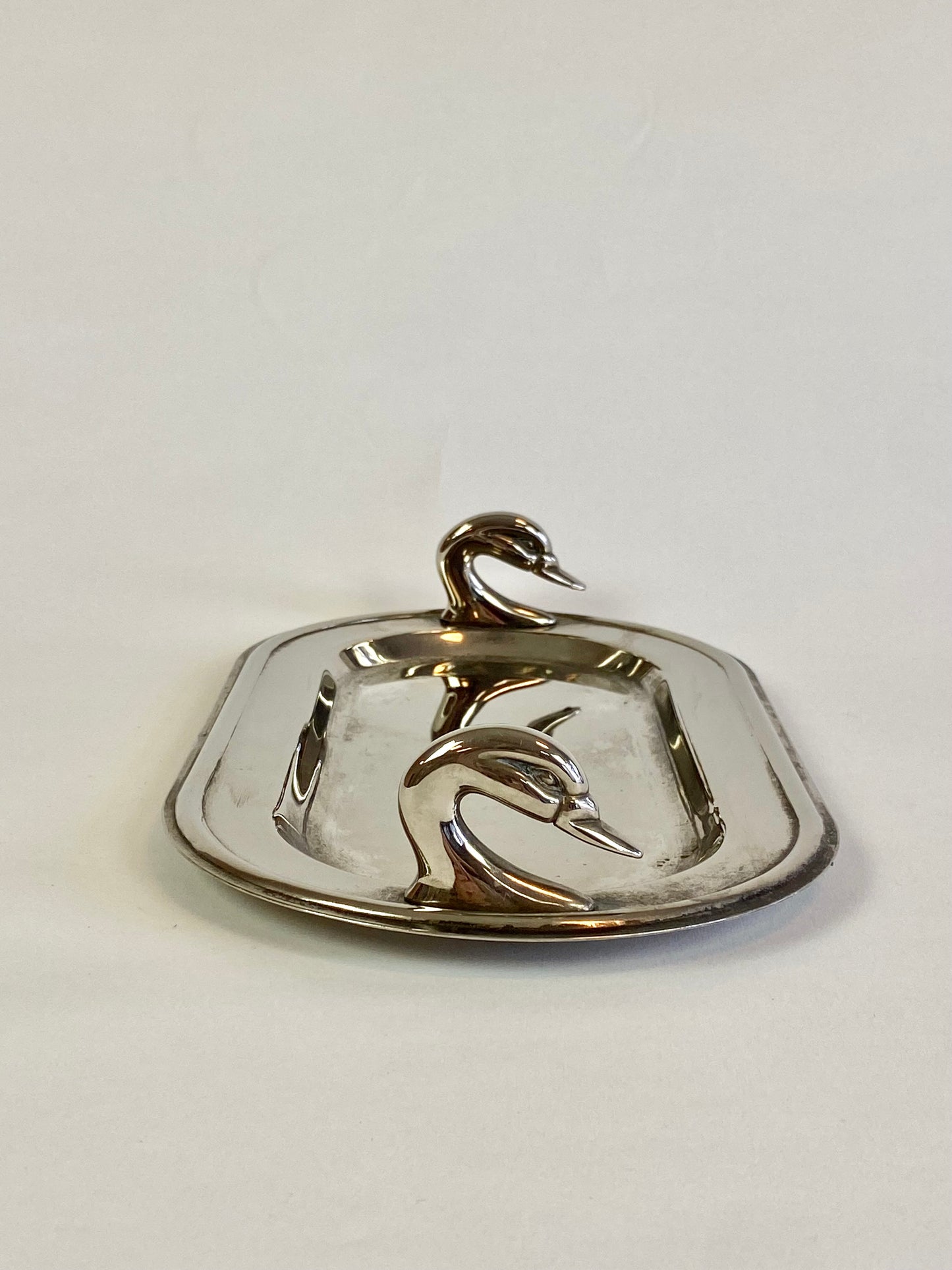 silver plated swan serving tray