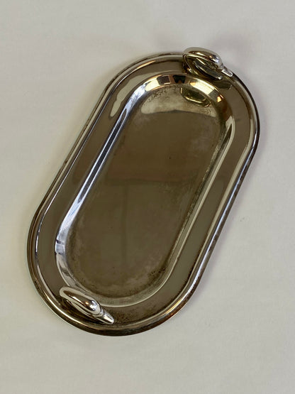 silver plated swan serving tray
