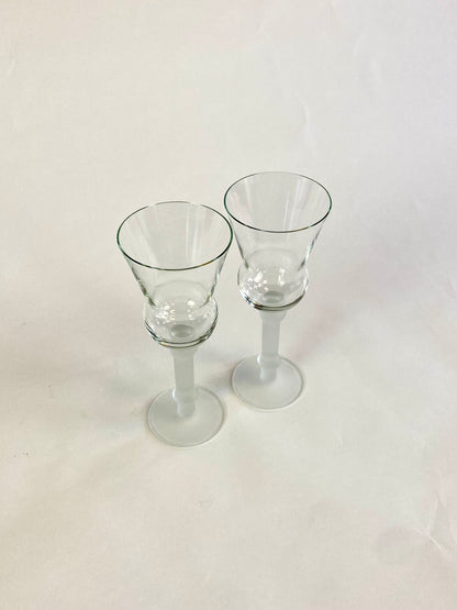 two wineglasses with frosted stem