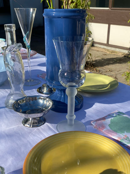 two wineglasses with frosted stem