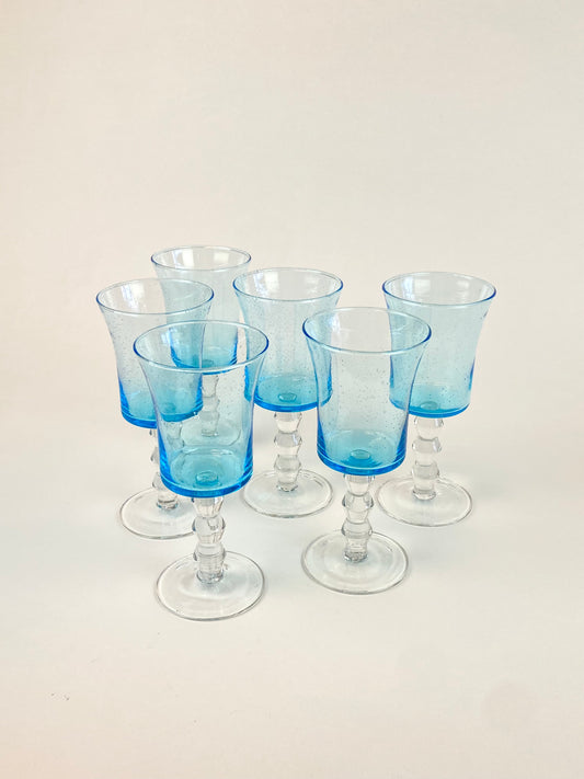 six bubble wineglasses