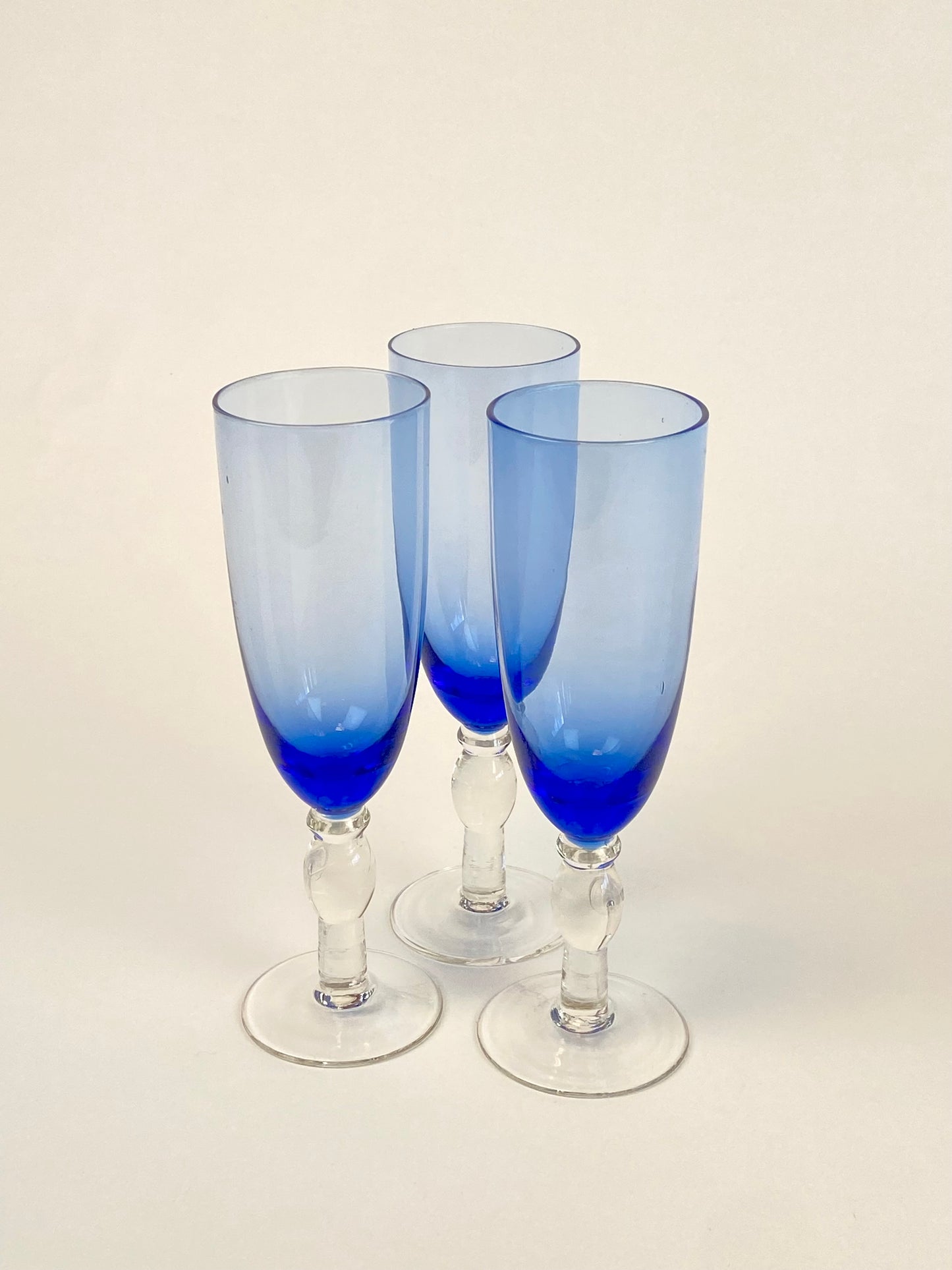 three blue flutes