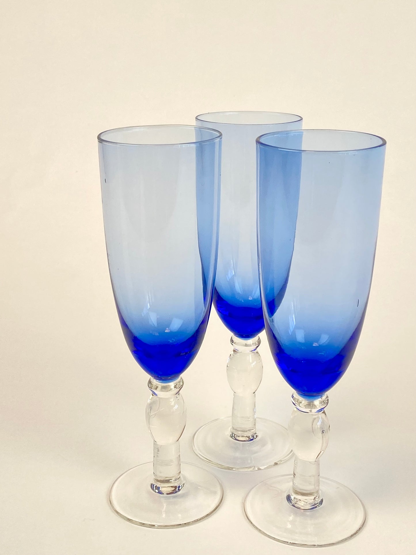 three blue flutes