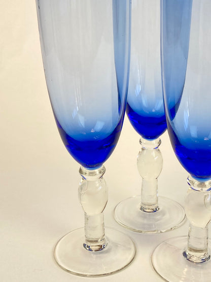 three blue flutes