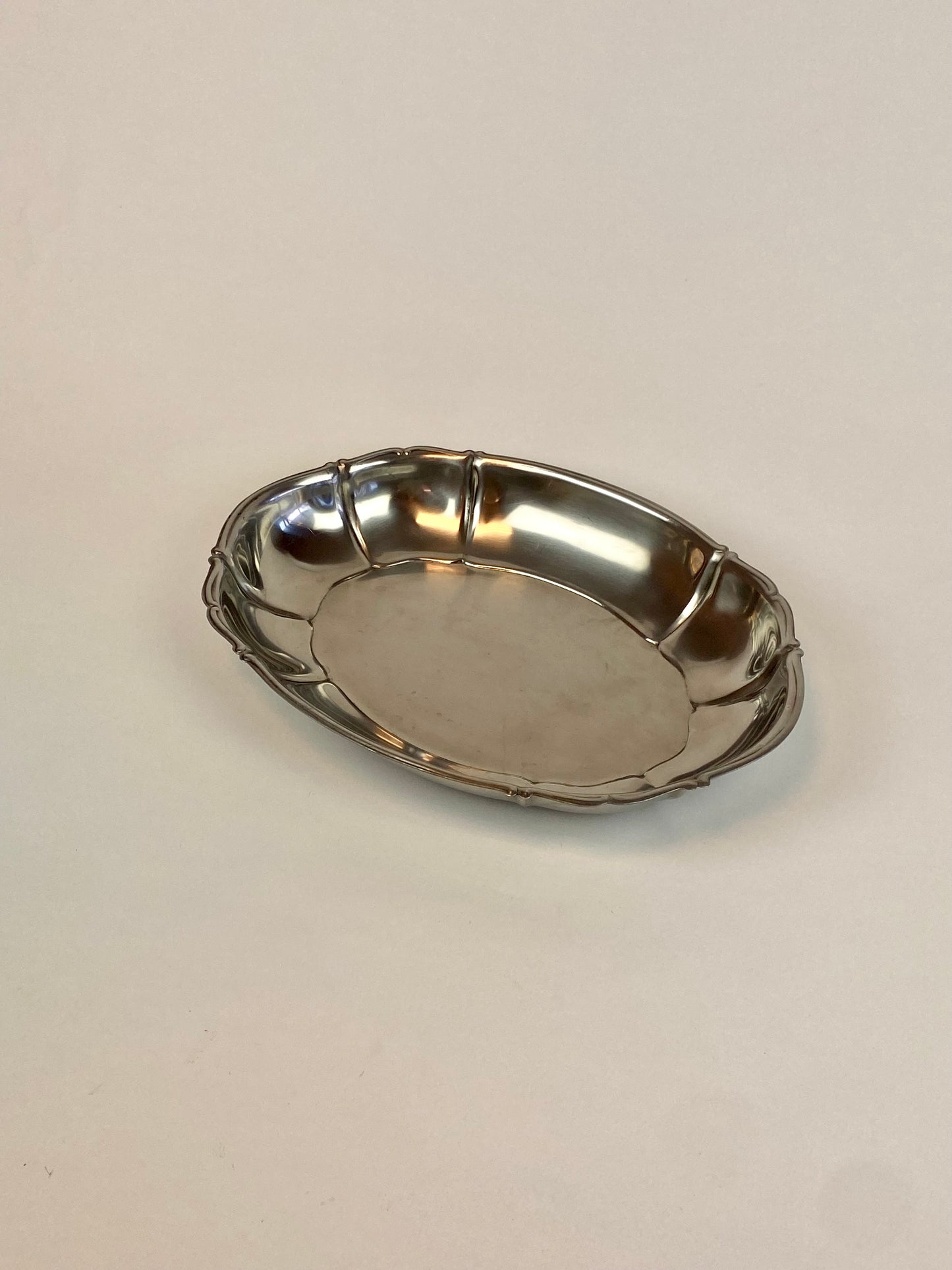 deep oval silver dish