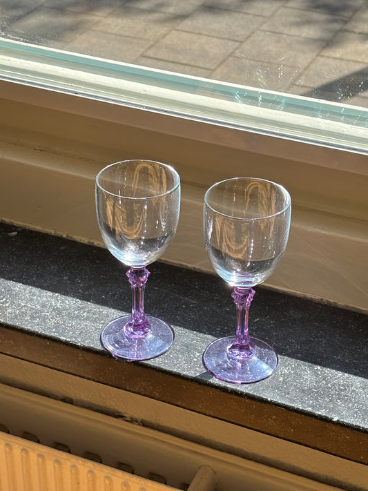 two alexandrite wineglasses