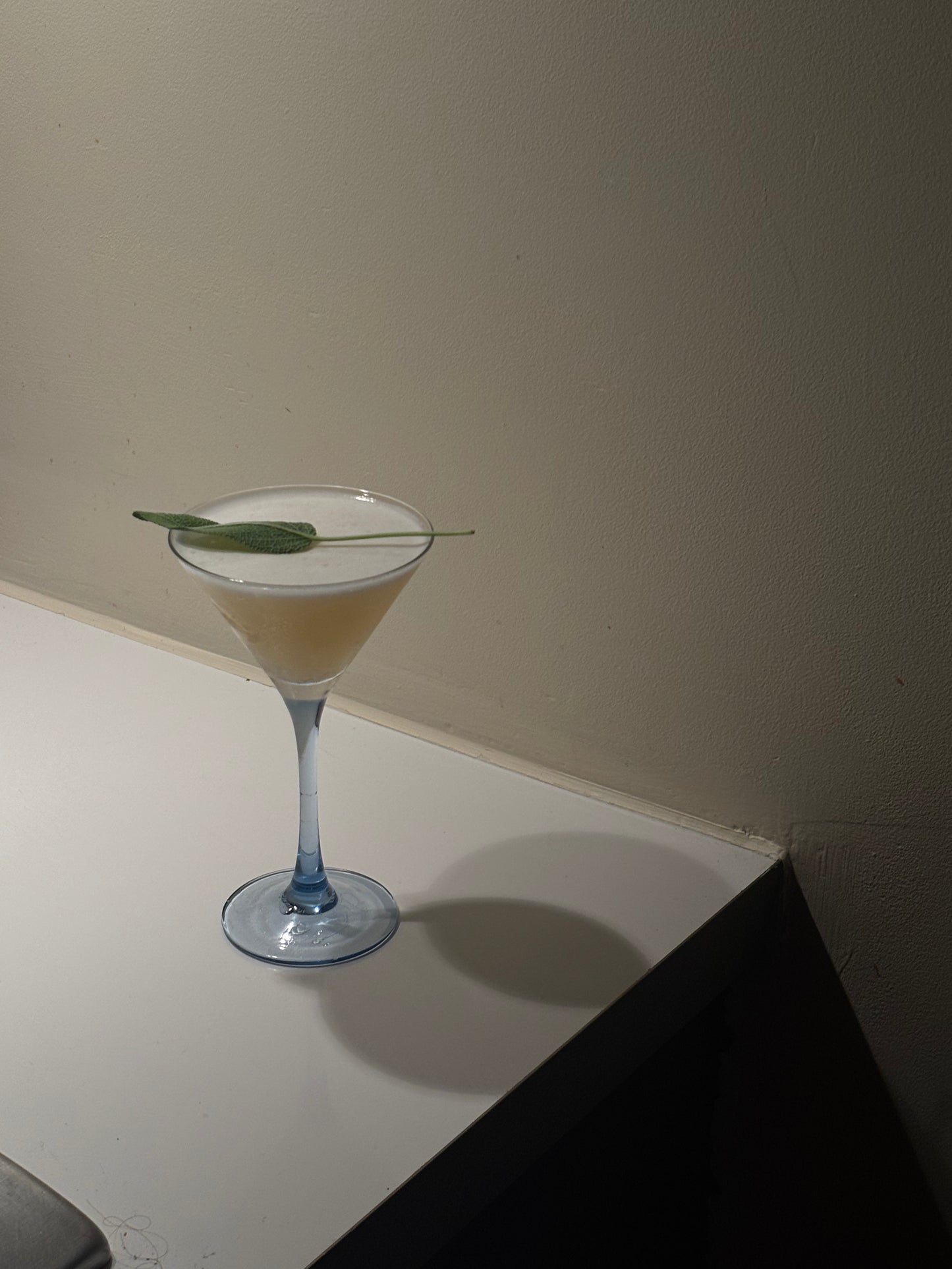 three blue cocktailglasses