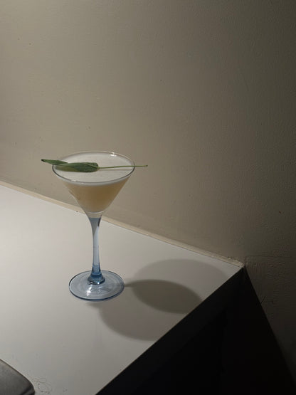 three blue cocktailglasses