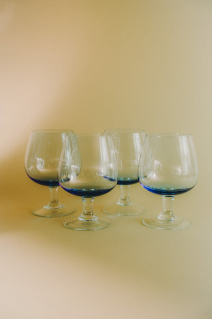 blue liqueur glasses