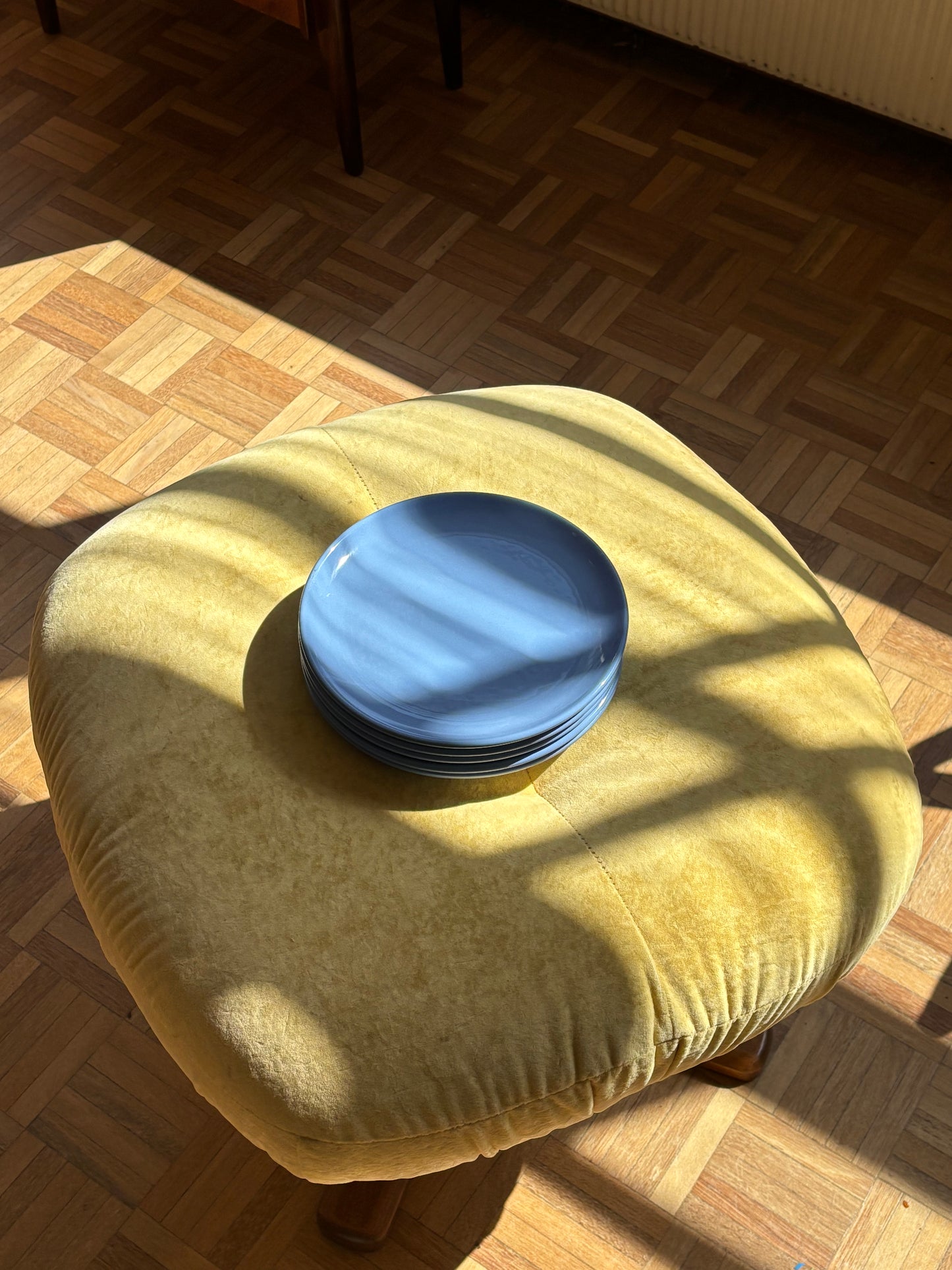 five blue plates