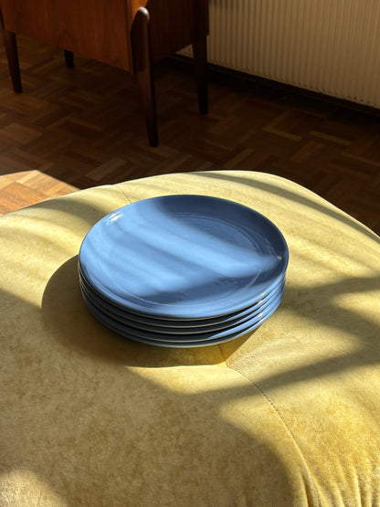 five blue plates