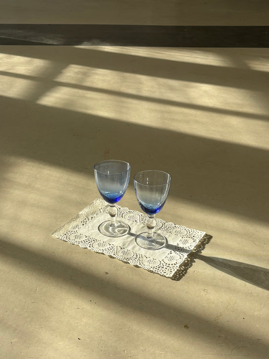 two blue wineglasses