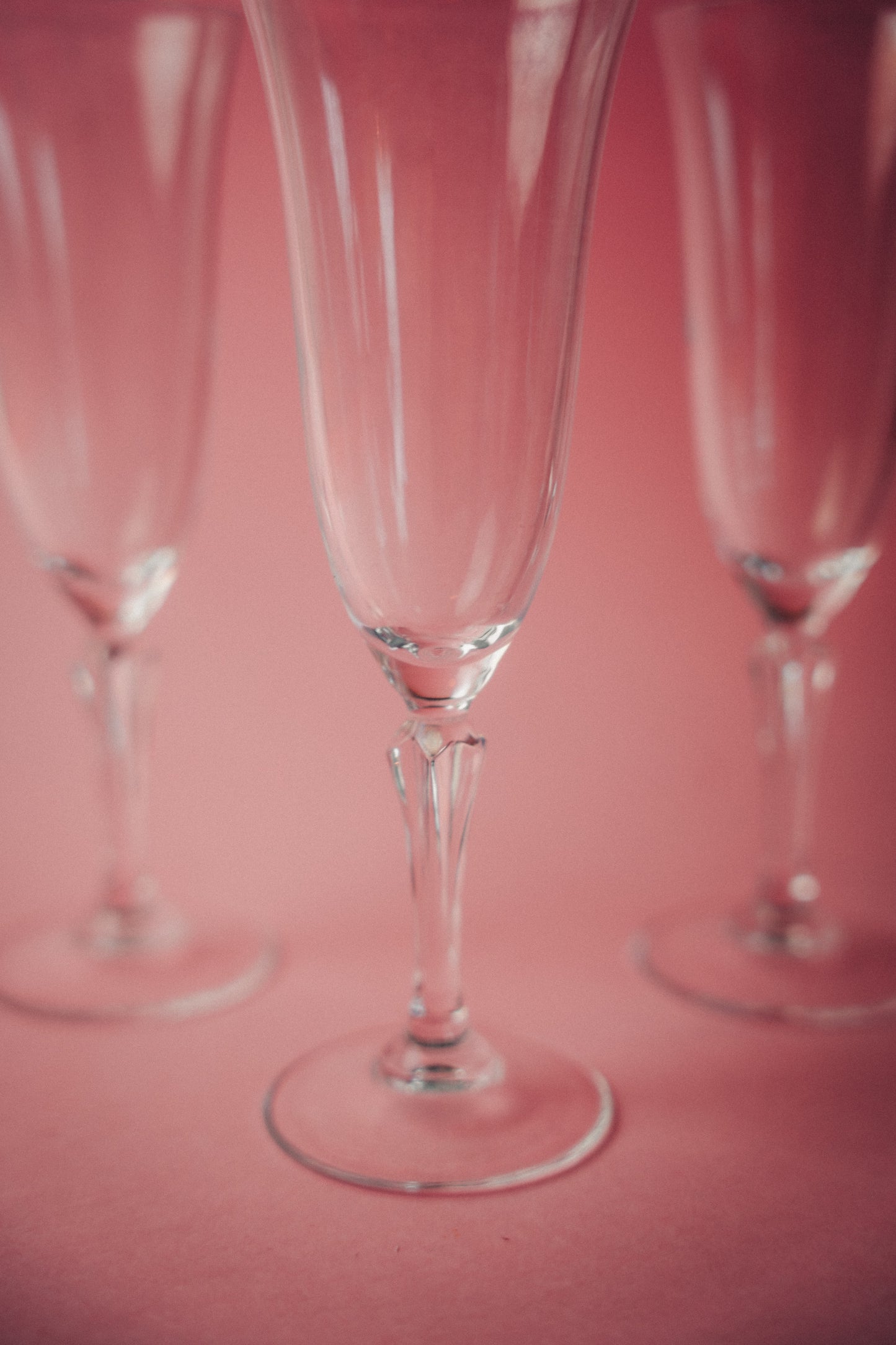 three crystal flutes