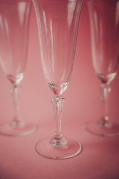 three crystal flutes