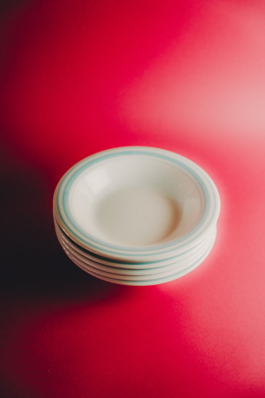 deep pasta plates with blue rim